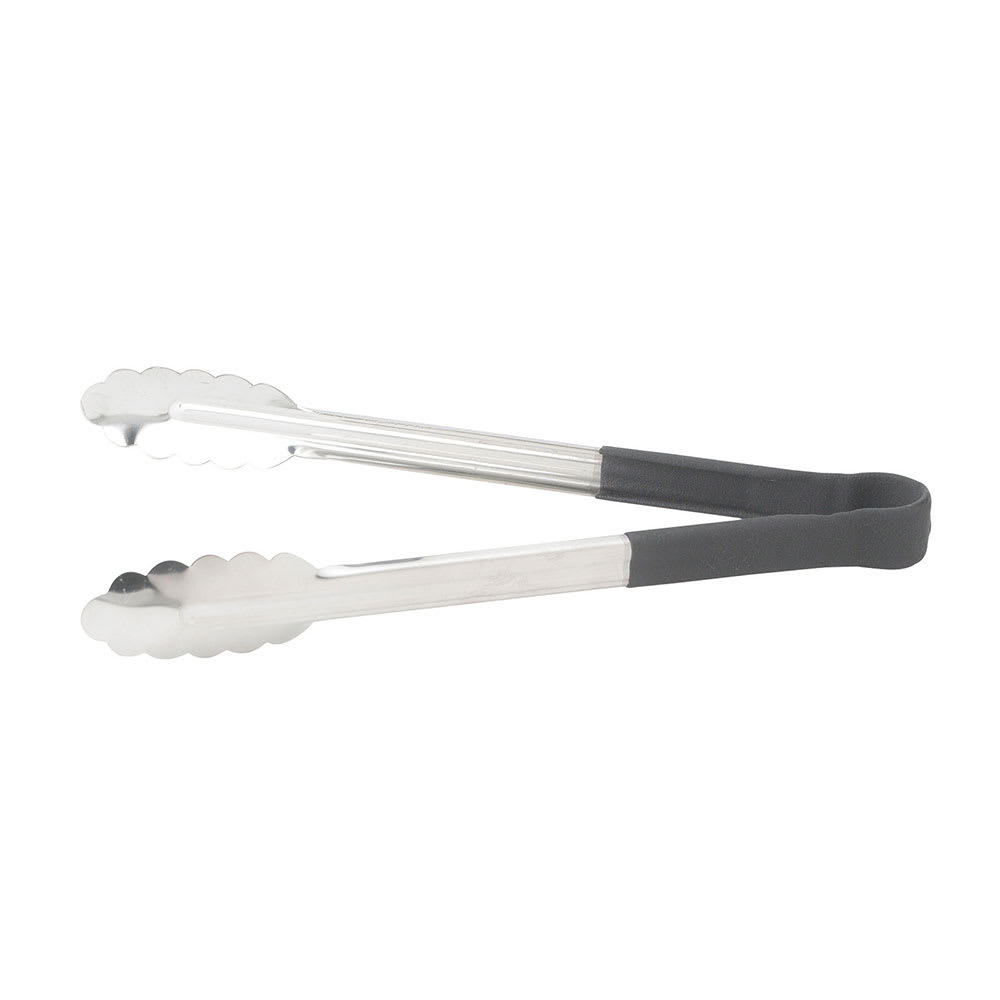 080-UTPH12K 12"L Stainless Utility Tongs, Black