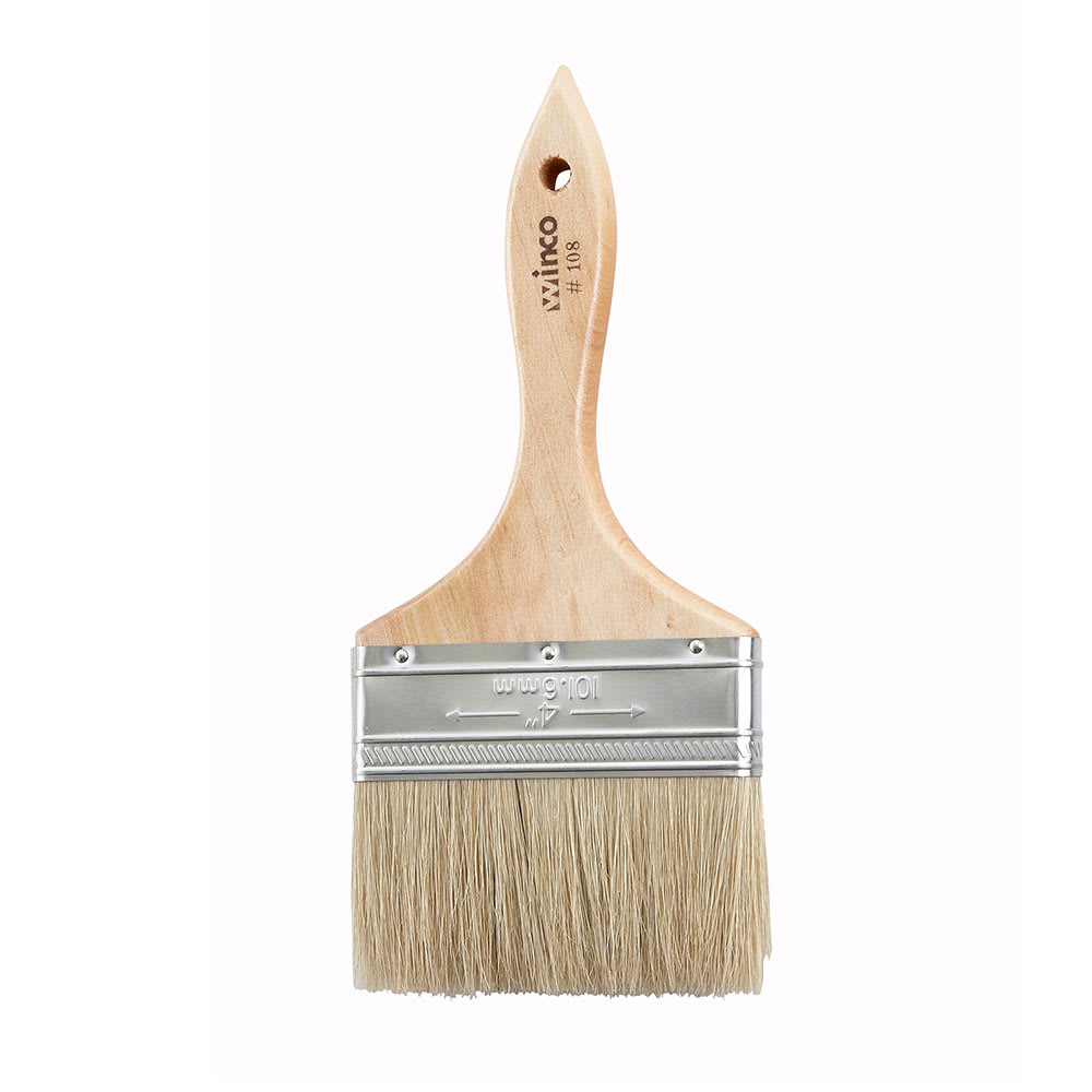 080-WBR40 Flat Pastry Brush, 4" Wide w/ Flat Boar Bristles & Wooden Handle