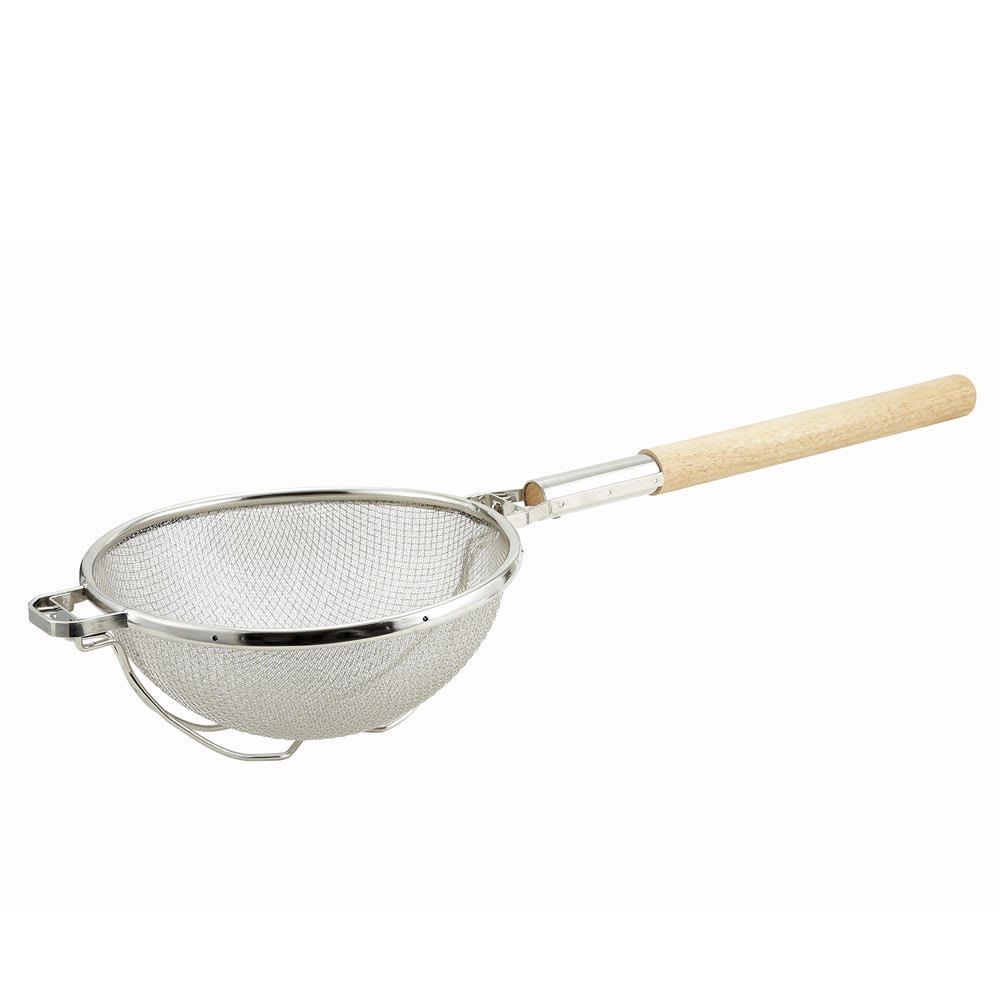 080-MST1010D 10" Strainer w/ Double-Tin Mesh & Wood Handle
