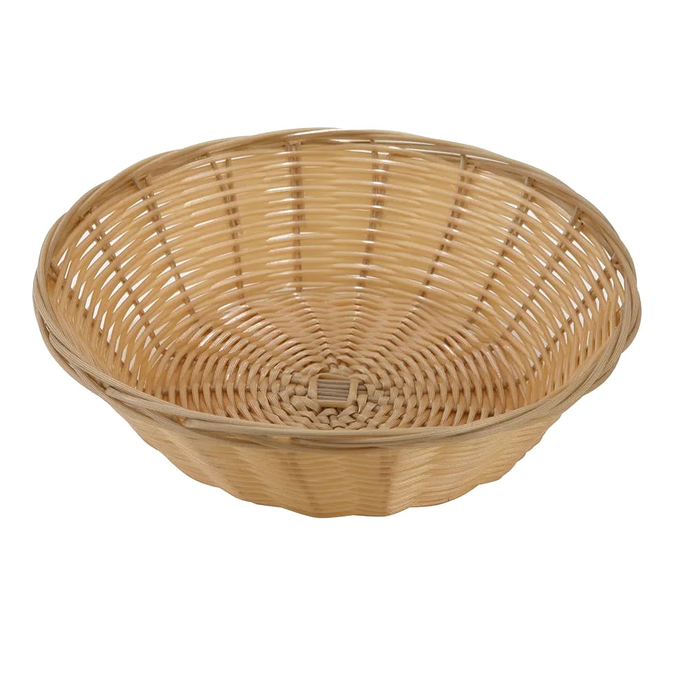 Winco PWBN-9R Round Woven Basket, Poly, Natural