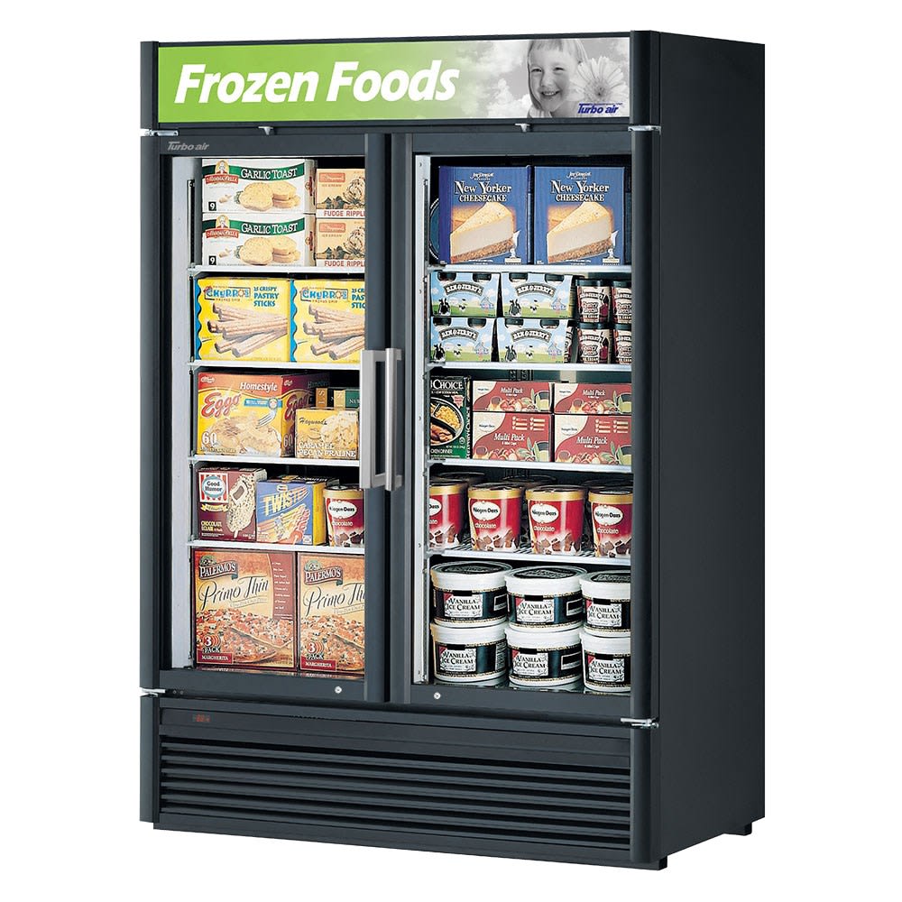083-TGF47SDN 51 1/8" Two Section Display Freezer w/ Swing Doors - Bottom Mount Compressor, B...