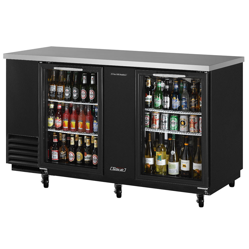 083-TBB3SG 69" (2) Section Bar Refrigerator - Swinging Glass Doors, 115v