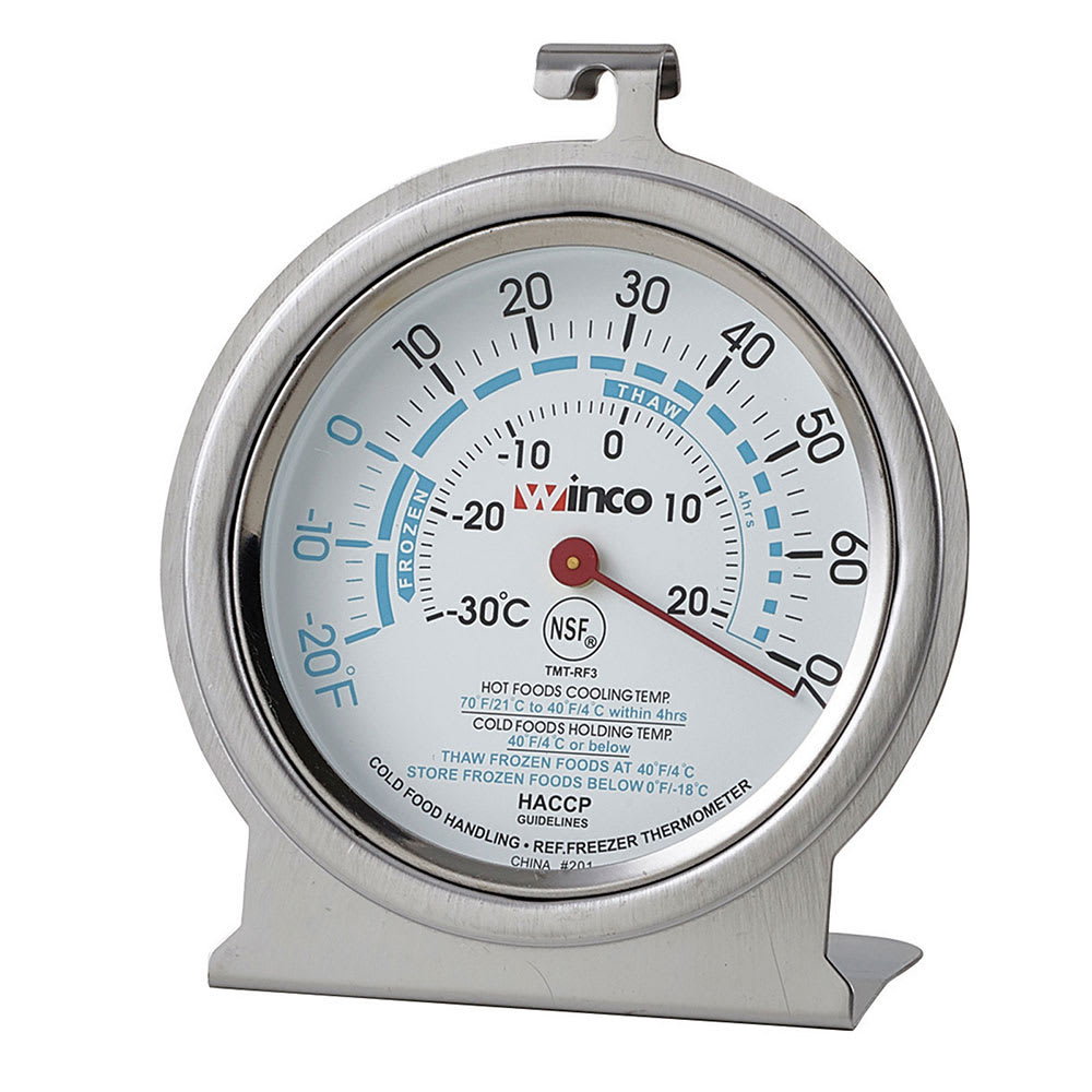 Winco TMT-RF3 Refrigerator Freezer Thermometer, Dial Type, -20 to 70 Temperature Range, 3"