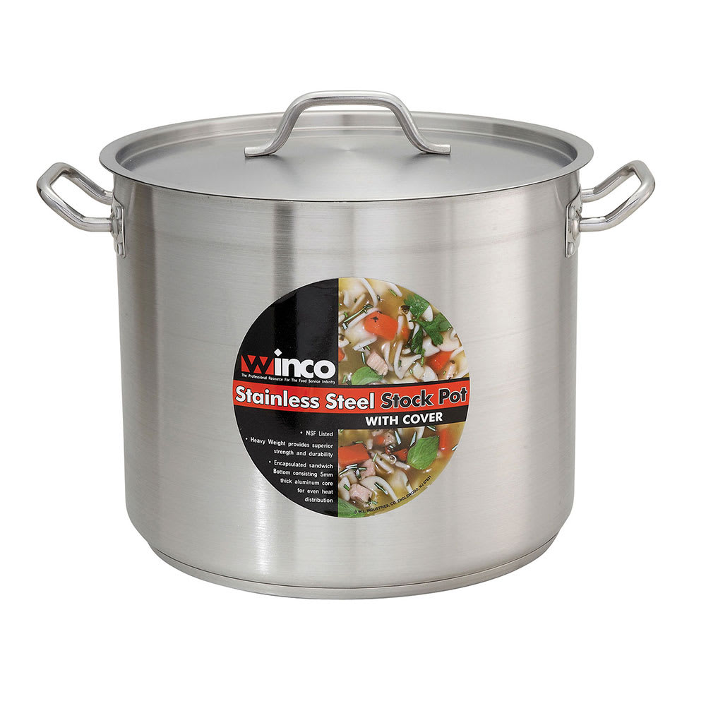 Choice 40 Qt. Standard Weight Aluminum Stock Pot with Cover