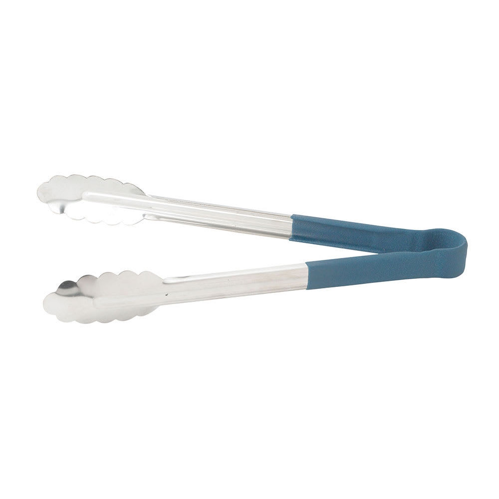 080-UTPH9B 9"L Stainless Utility Tongs, Blue