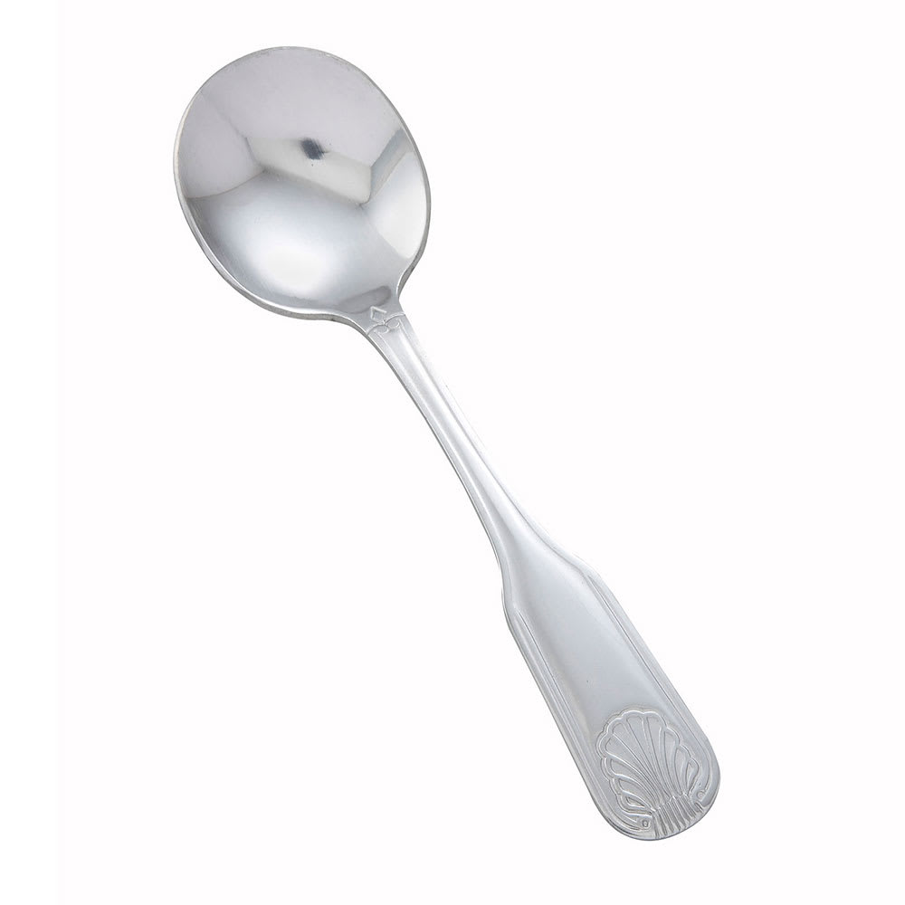 Winco 0006-04 6 3/8" Bouillon Spoon with 18/0 Stainless Grade, Toulouse Pattern