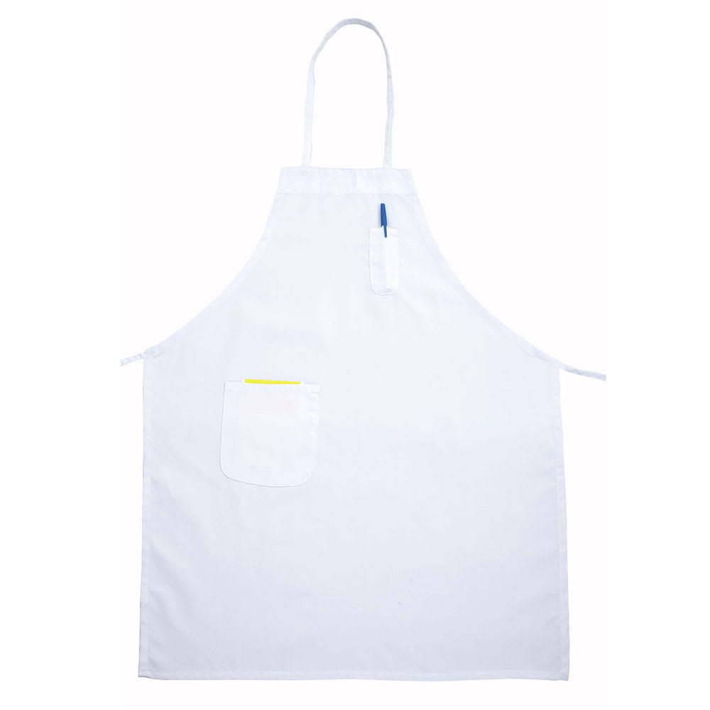 080-BAPWH Bib Apron - 33" x 26", Poly-Cotton, White