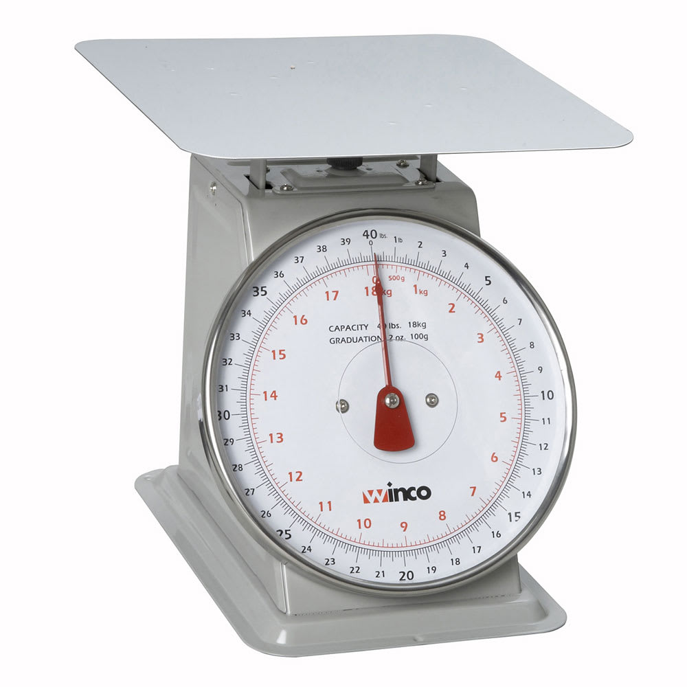 Winco SCAL-840 40 lb Receiving Scale, 8" Dial, Large Steel Platform