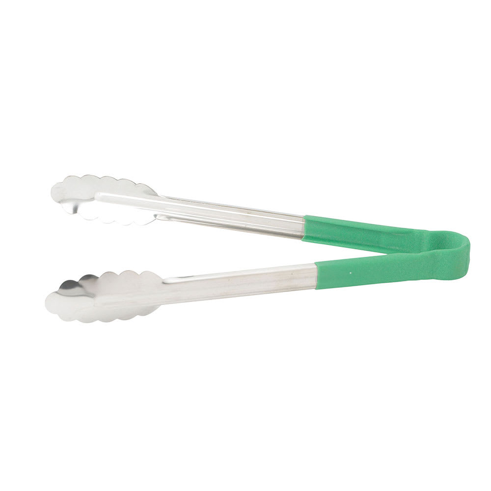 080-UT16HPG 16"L Stainless Utility Tongs, Green