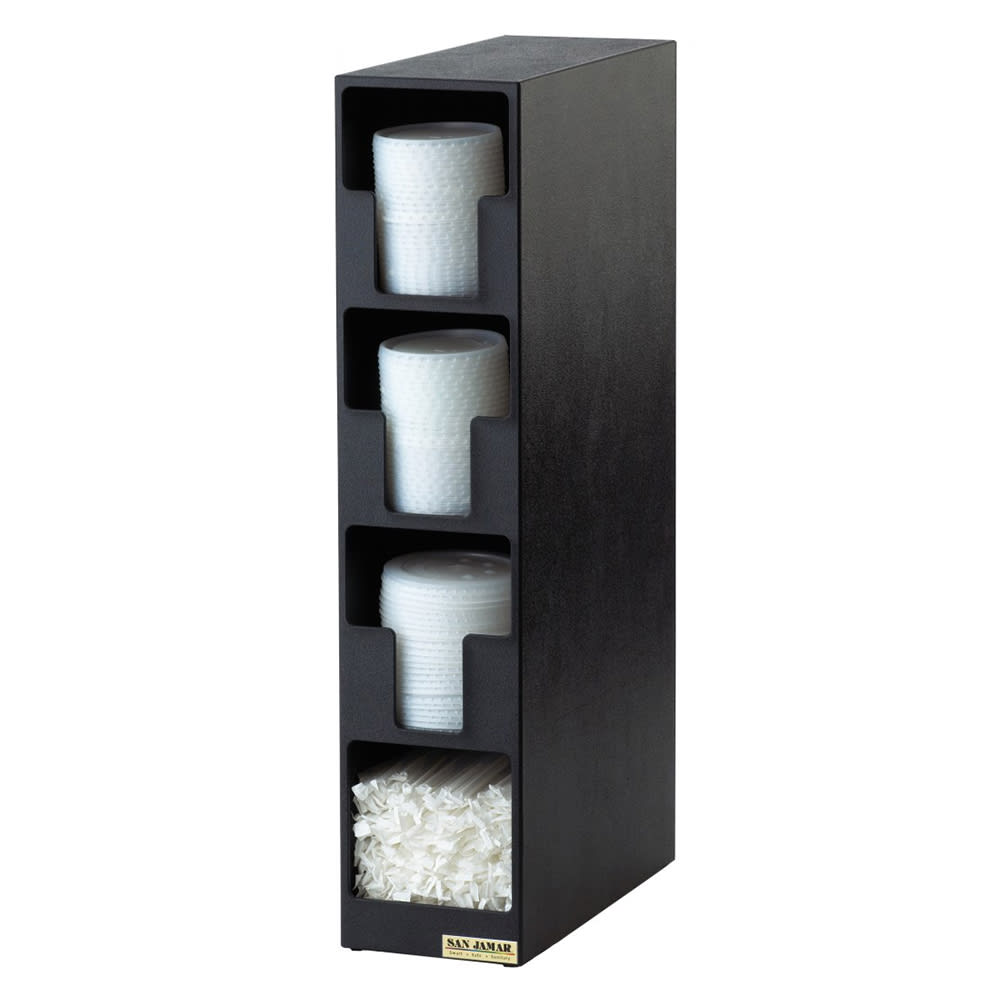 094-L2203 Dimension Lid Tower, 3 Lid, 1 Straw, Black Poly