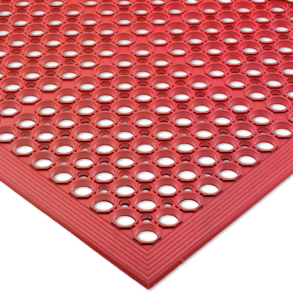 094-KM1200B Rubber Slip Proof Kitchen Mat, 3' x 5' x 1/2", Red