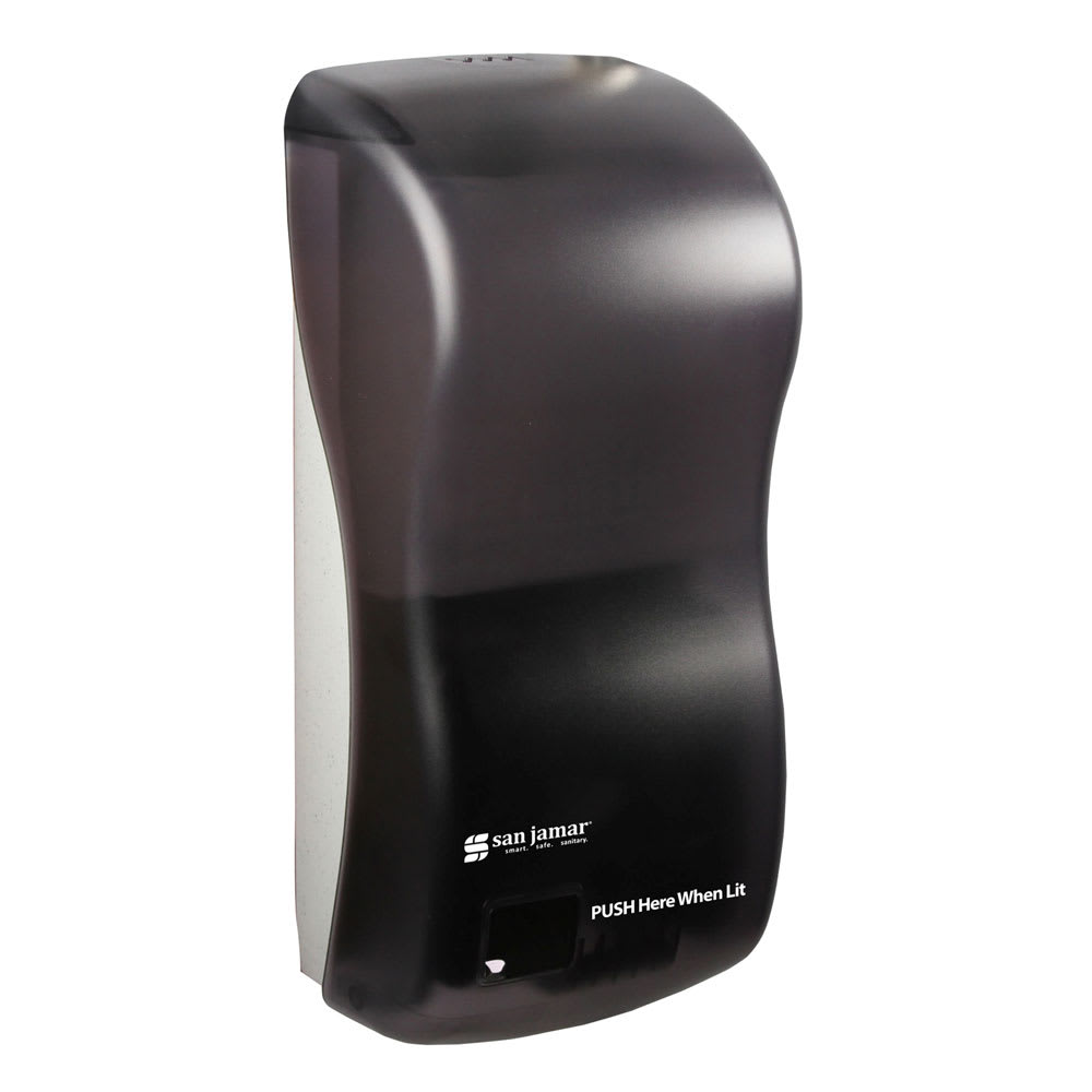 094-SH900TBK 900 mL Wall Mount Automatic Liquid Hand Soap/Sanitizer Dispenser - Plastic, Black Pe...