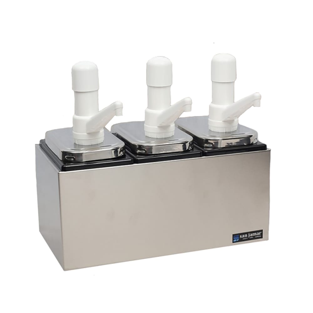 094-P9713 Pump Style Condiment Dispenser w/ Jars & Pumps, (1) oz Stroke, Stainless