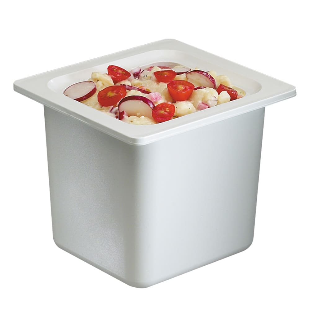 San Jamar CI7001WH Chill-It Refrigerant Filled Food Pan - 1/6 Size, 6" Deep, White