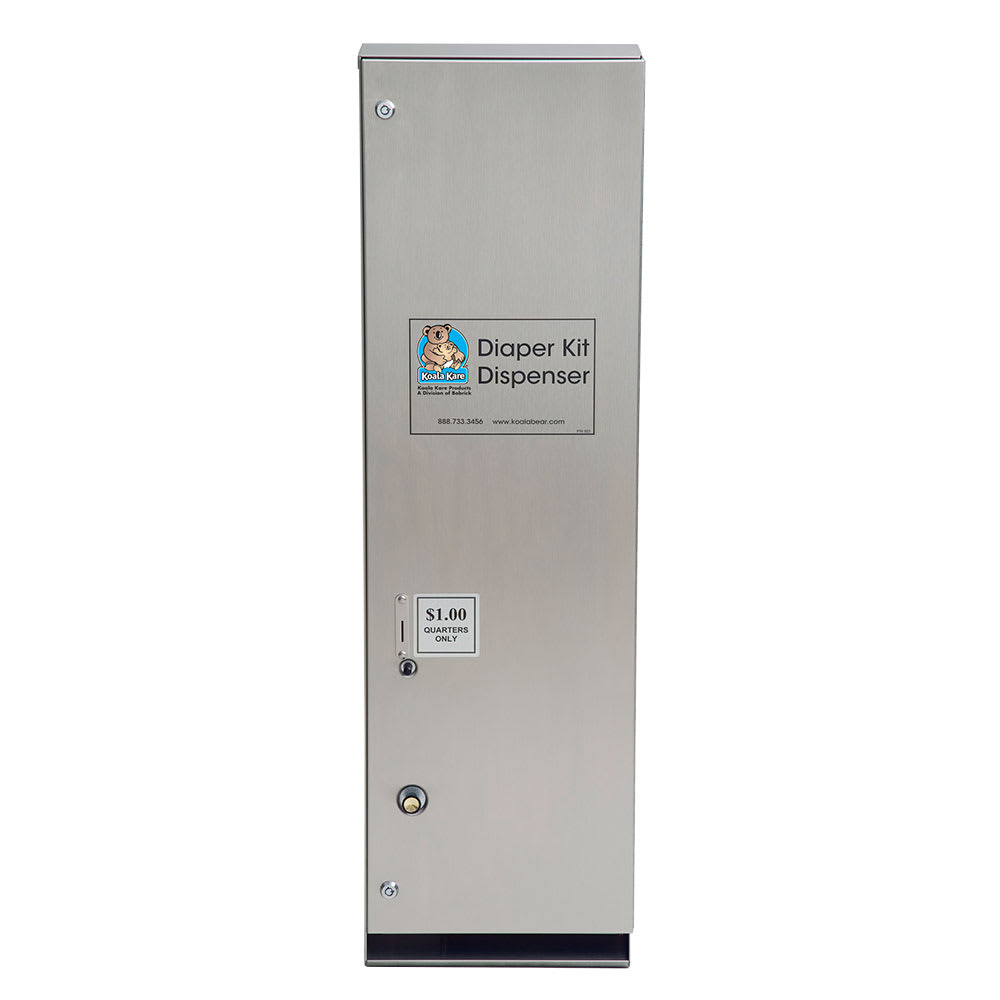 107-KB143SS Wall-Mounted Vertical Diaper Kit Dispenser w/ 25 Kit Capacity, Stainless