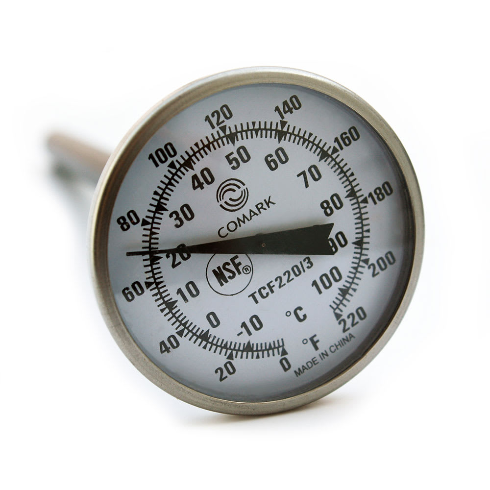 Comark TCF220/3 1 3/4" Dial Type Pocket Thermometer w/ 5" Stem, 0 to