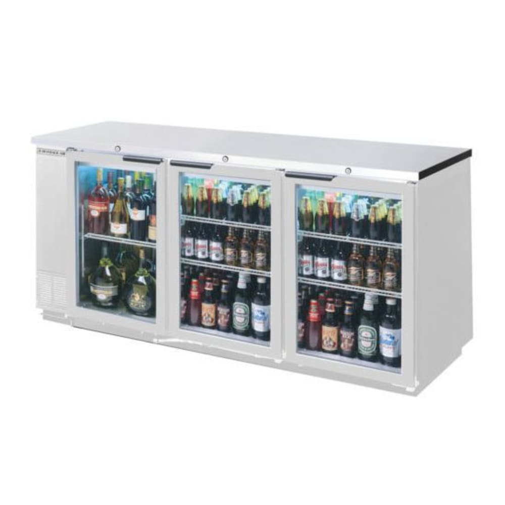118-BB78HC1GS 79" Bar Refrigerator - 3 Swinging Glass Doors, Stainless, 115v