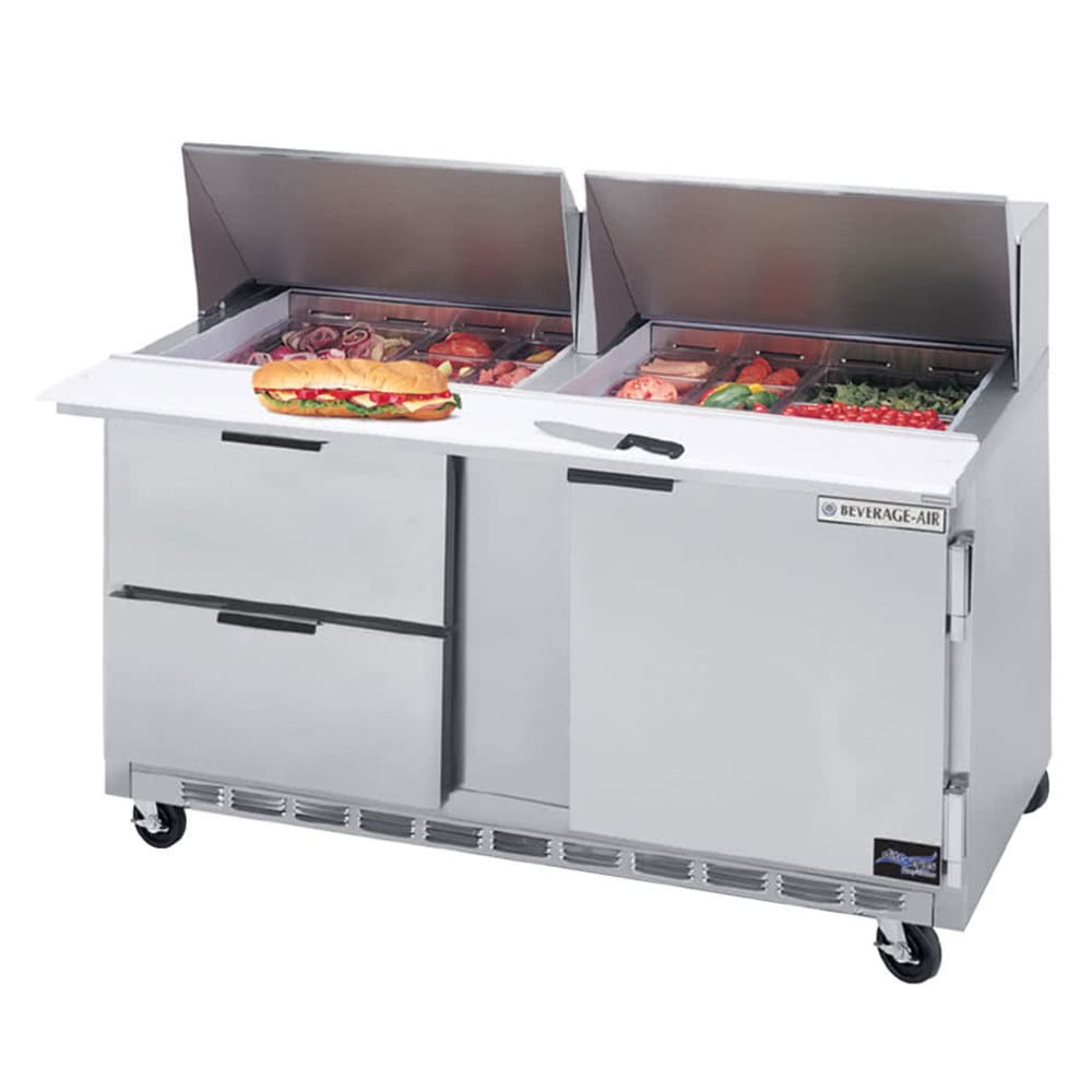 118-SPED6012M2 60" Sandwich/Salad Prep Table w/ Refrigerated Base, 115v