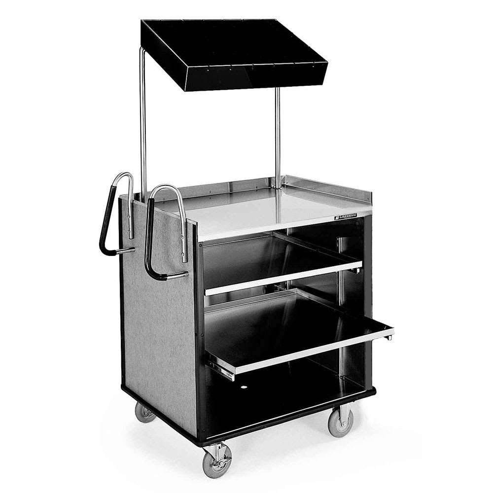 121-660BLK Food Cart w/ Overshelf, 49"L x 28 1/4"W x 72 1/4"H, Black