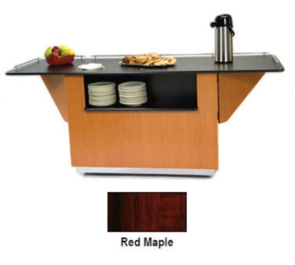 Lakeside 6855 RMAP 99" Breakout Mobile Serving Counter w/ Shelves & Laminate Top, Red Maple
