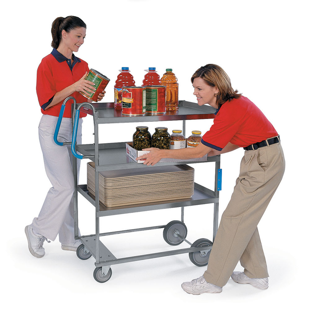 121-7025 3 Level Stainless Utility Cart w/ 700 lb Capacity, Raised Ledges