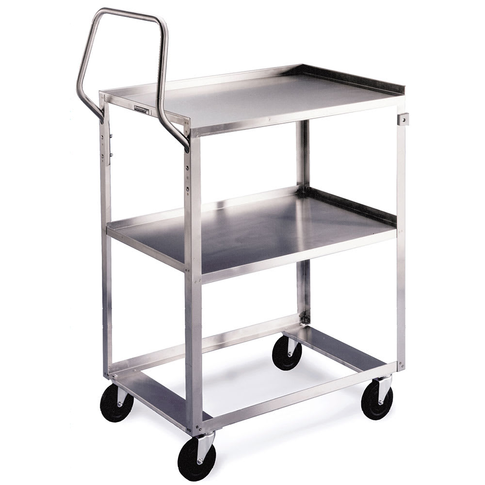 121-6600 2 Level Stainless Utility Cart w/ 300 lb Capacity, Raised Ledges