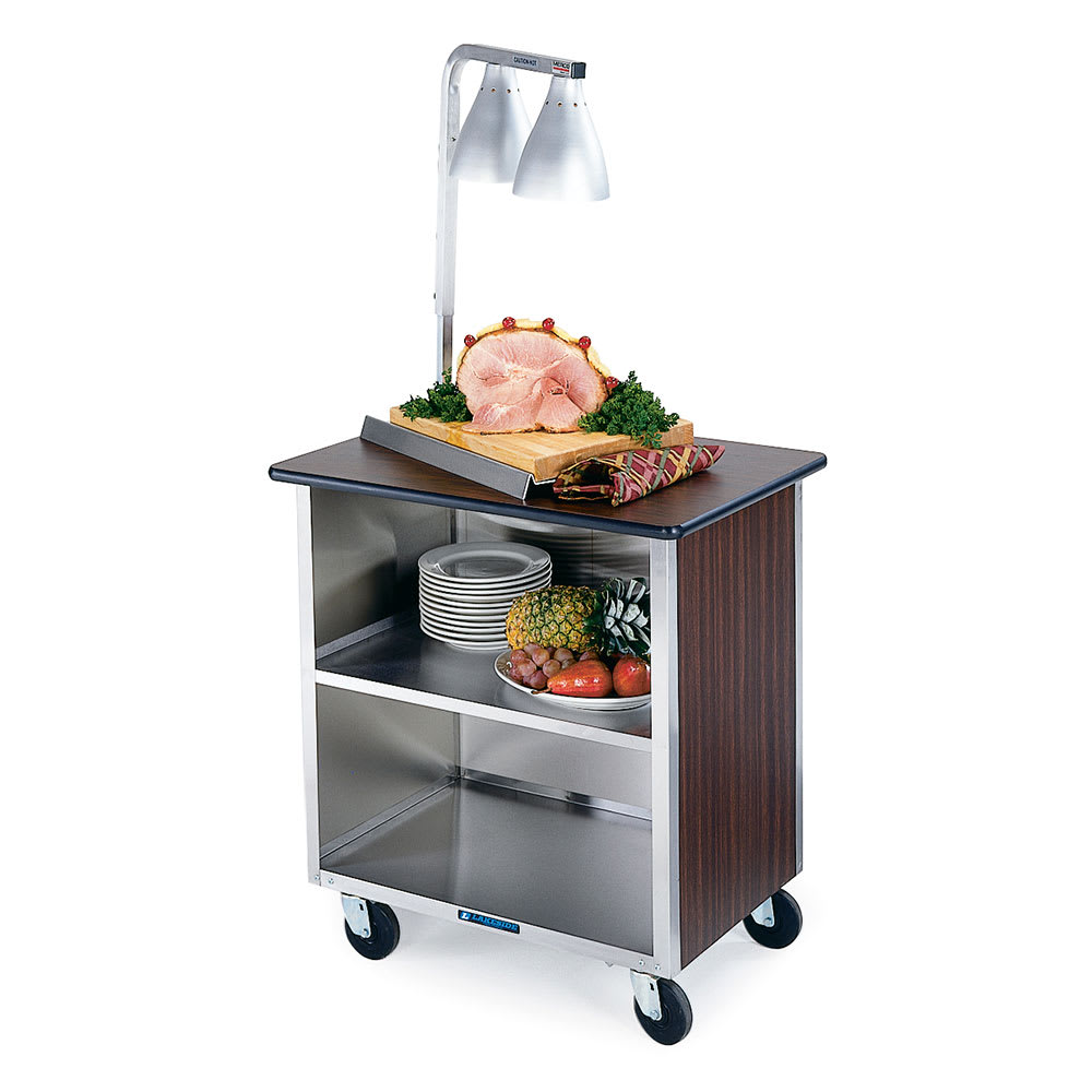 121-626WAL 28 1/4"L Metal Bus Cart w/ (3) Levels, Shelves, Walnut