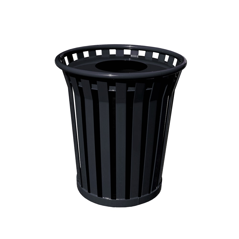 Covered 40 Gal. Gray Outdoor Trash Can with Slatted Recycled