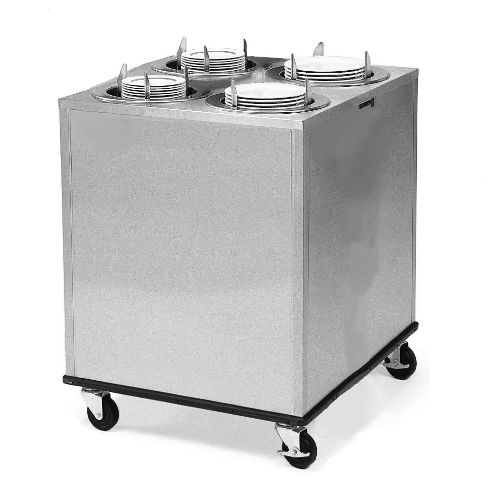 121-928 30 5/8" Mobile Dish Dispenser w/ (4) Columns, Stainless