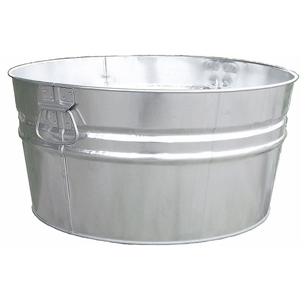 125-W14200 15-Gallon Outdoor Tub w/ Dual Drop Side Handles, Galvanized Steel