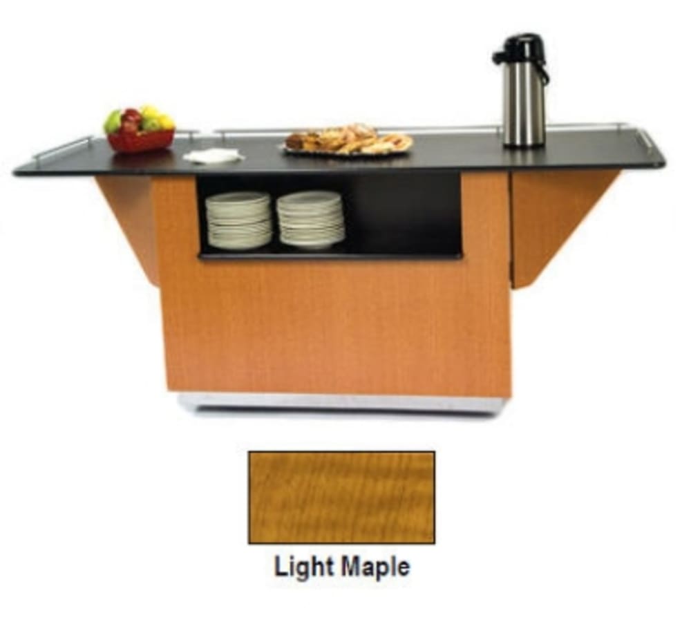 121-6855LMAP 99" Breakout Mobile Serving Counter w/ Shelves & Laminate Top, Light Maple