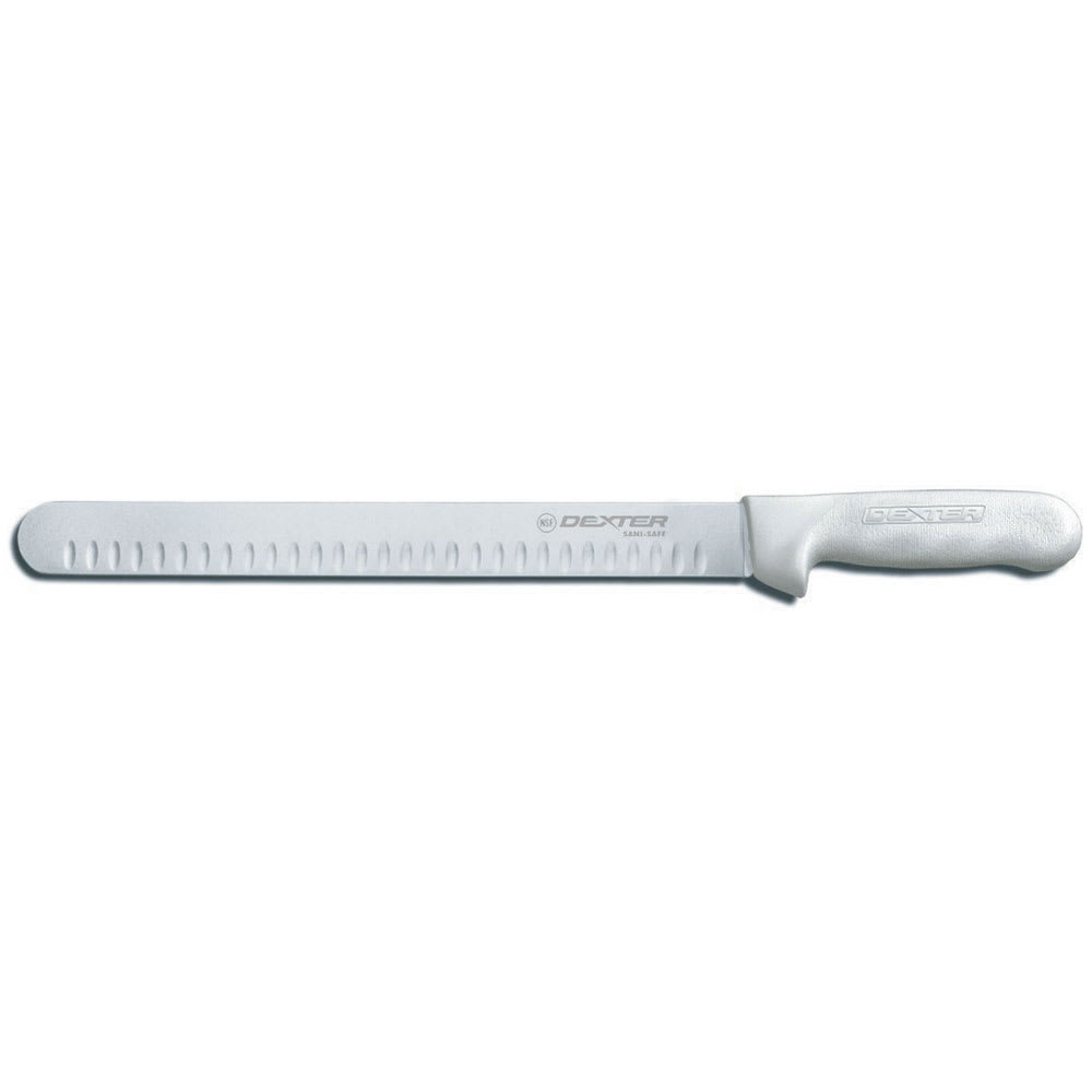 Dexter Russell S140-12GE-PCP SANI-SAFE® 12" Roast Slicer w/ Polypropylene White Handle, Carbon Steel