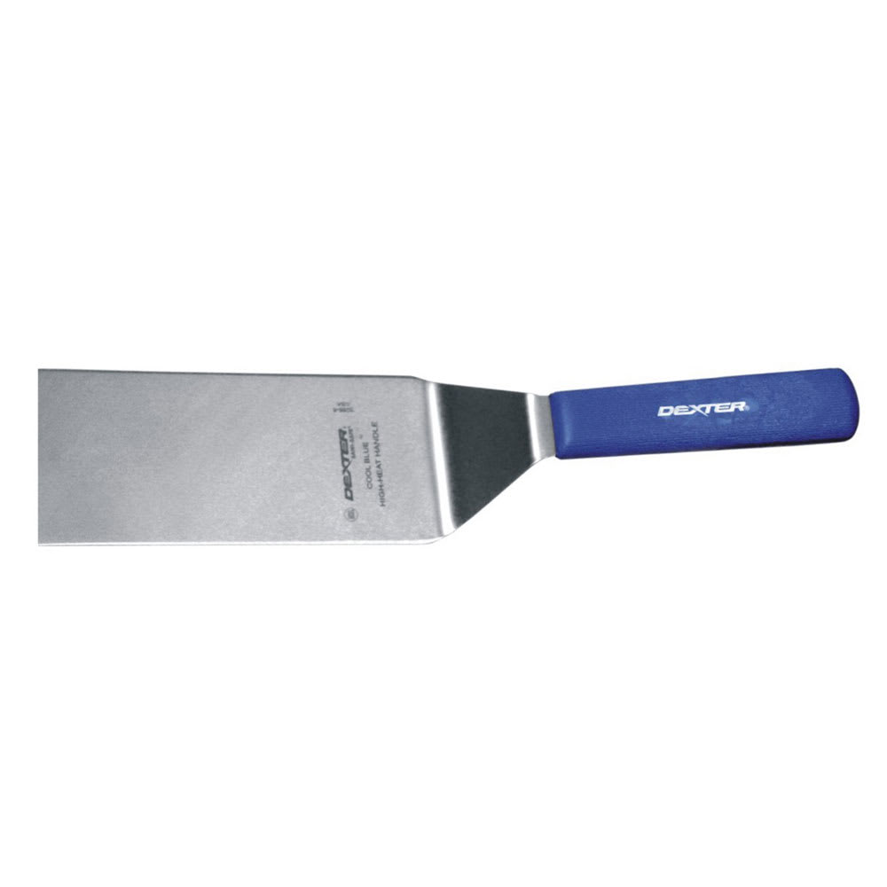 135-19613H SANI-SAFE® 8"x3" Grill Turner w/ Polypropylene Blue Handle, Stainless Steel