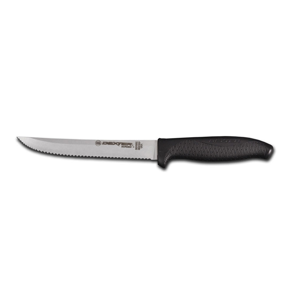 Dexter Russell SG156SCB-PCP 6" Utility Slicer w/ Soft Black Rubber Handle, Carbon Steel