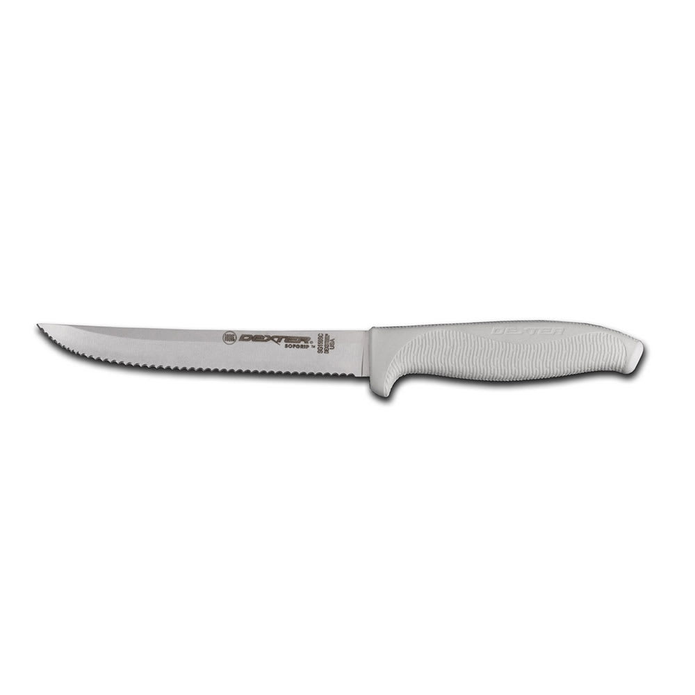 Dexter Russell SG156SC-PCP 6" Utility Slicer w/ Soft White Rubber Handle, Carbon Steel