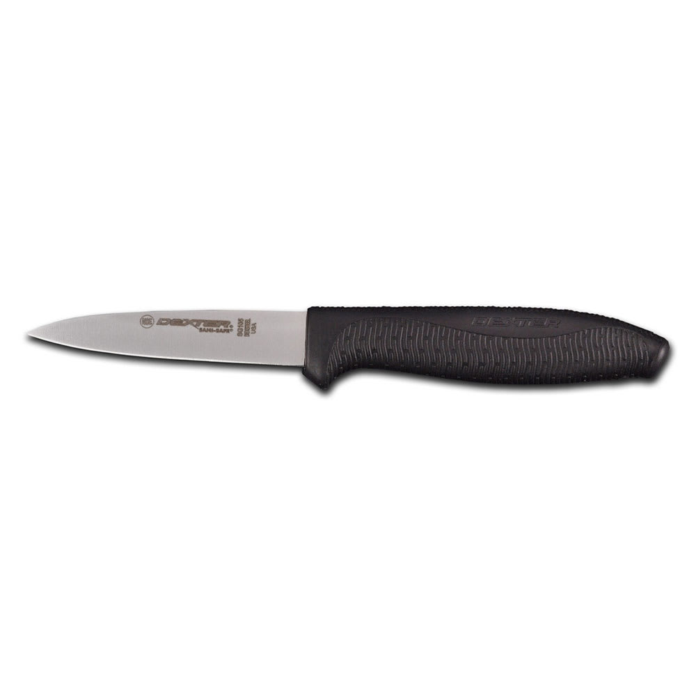 Dexter Russell SG105B-PCP 3 1/2" Paring Knife w/ Soft Black Rubber Handle, Carbon Steel