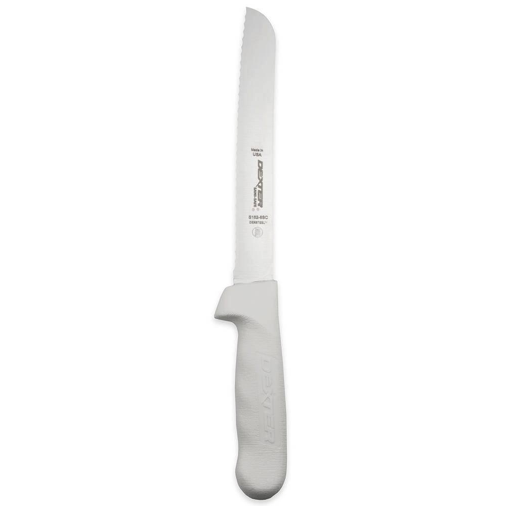 Dexter Russell S162-8SC-PCP SANI-SAFE® 8" Bread Knife w/ Polypropylene White Handle, Carbon Steel