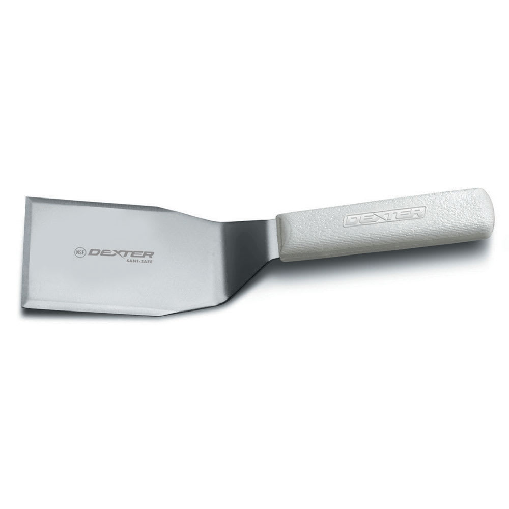 135-19723 SANI-SAFE® 5"x4" Hamburger Turner w/ Polypropylene White Handle, Stainless St...