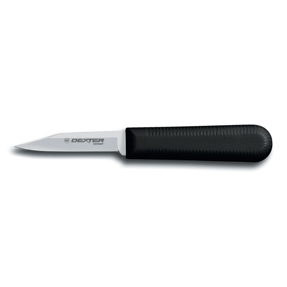 Dexter Russell SG107B-PCP 3 1/4" Paring Knife w/ Soft Black Rubber Handle, Carbon Steel