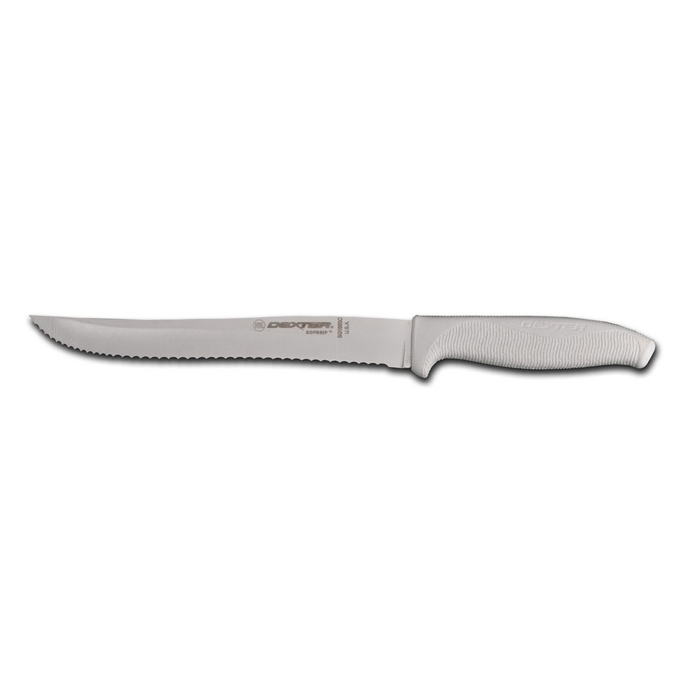 135-24253 8" Utility Slicer w/ Soft White Rubber Handle, Carbon Steel