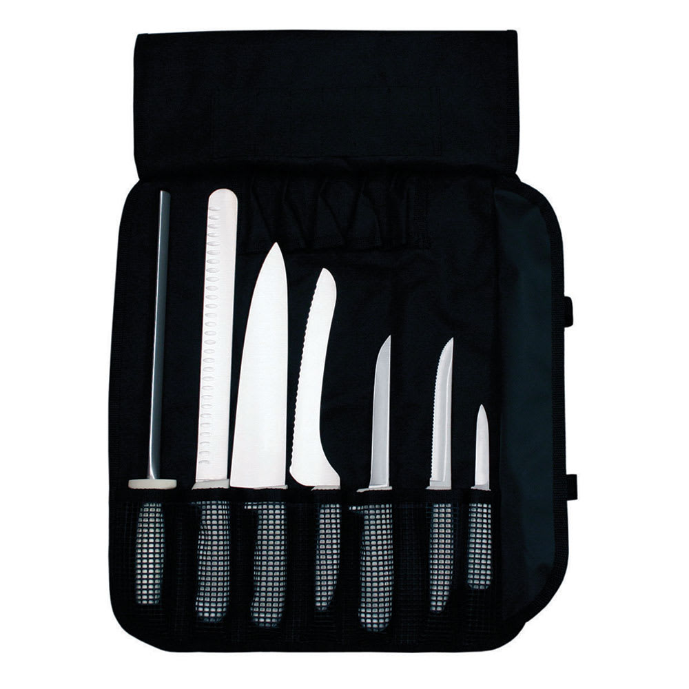 Dexter Russell SSCC-7 SANI-SAFE® 7 Piece Cutlery Set w/ Polypropylene White Handle, Carbon Steel