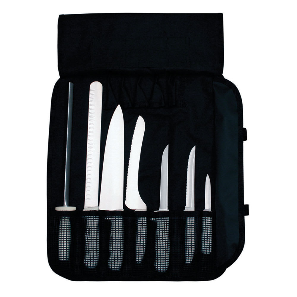 135-20703 SANI-SAFE® 7 Piece Cutlery Set w/ Polypropylene White Handle, Carbon Steel
