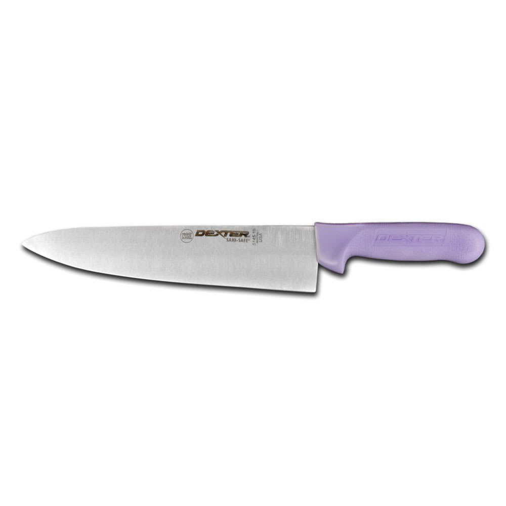 135-12433P SANI-SAFE® 10" Cook's Knife w/ Polypropylene Purple Handle, Carbon Steel
