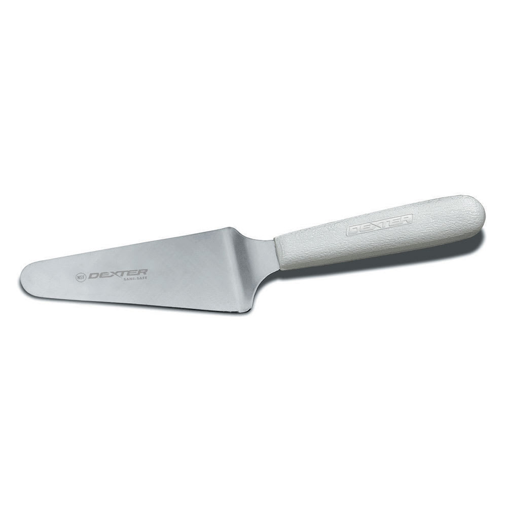 135-16483 SANI-SAFE® 4 1/2" x 2 1/4" Pie Knife w/ Polypropylene White Handle, Stainless...