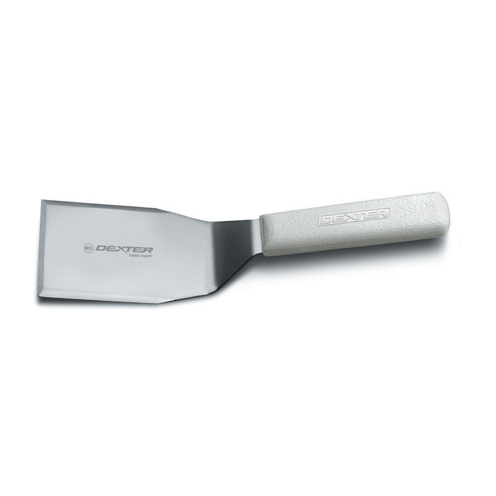 135-19713 SANI-SAFE® 4"x3" Hamburger Turner w/ Polypropylene White Handle, Stainless St...