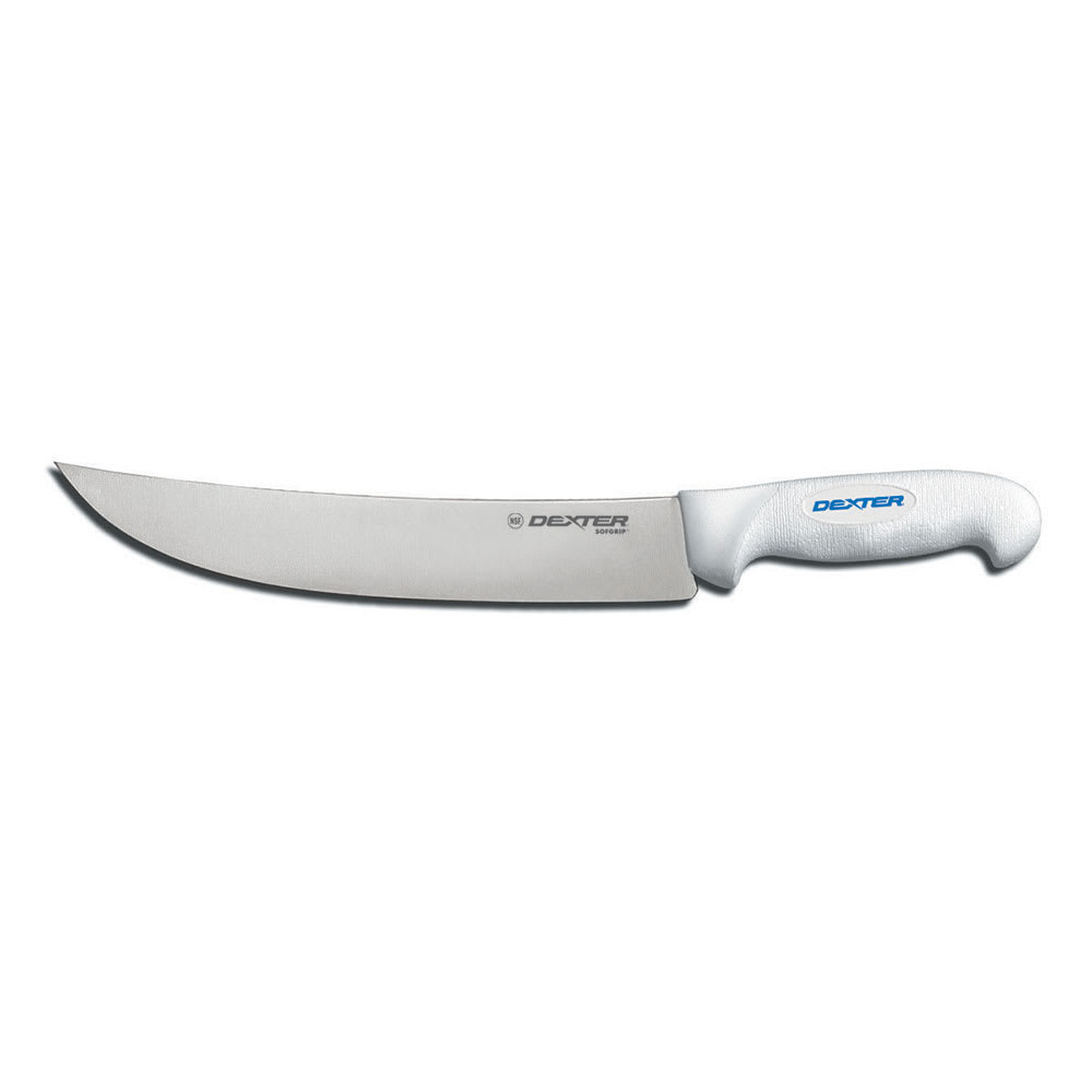 Dexter Russell SG132-10PCP 10" Cimeter Steak Knife w/ Soft White Rubber Handle, Carbon Steel
