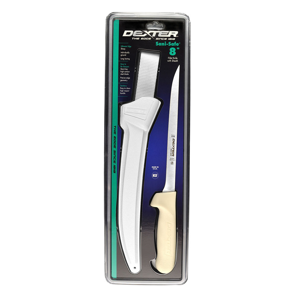 Dexter Russell S133-8WS1-CP SANI-SAFE® 8" Fillet Knife w/ Polypropylene White Handle, Carbon Steel