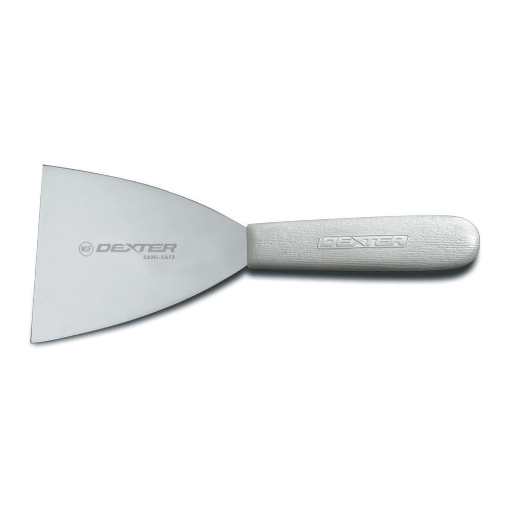 135-19833 SANI-SAFE® 4" Griddle Scraper w/ Polypropylene White Handle, Stainless Steel