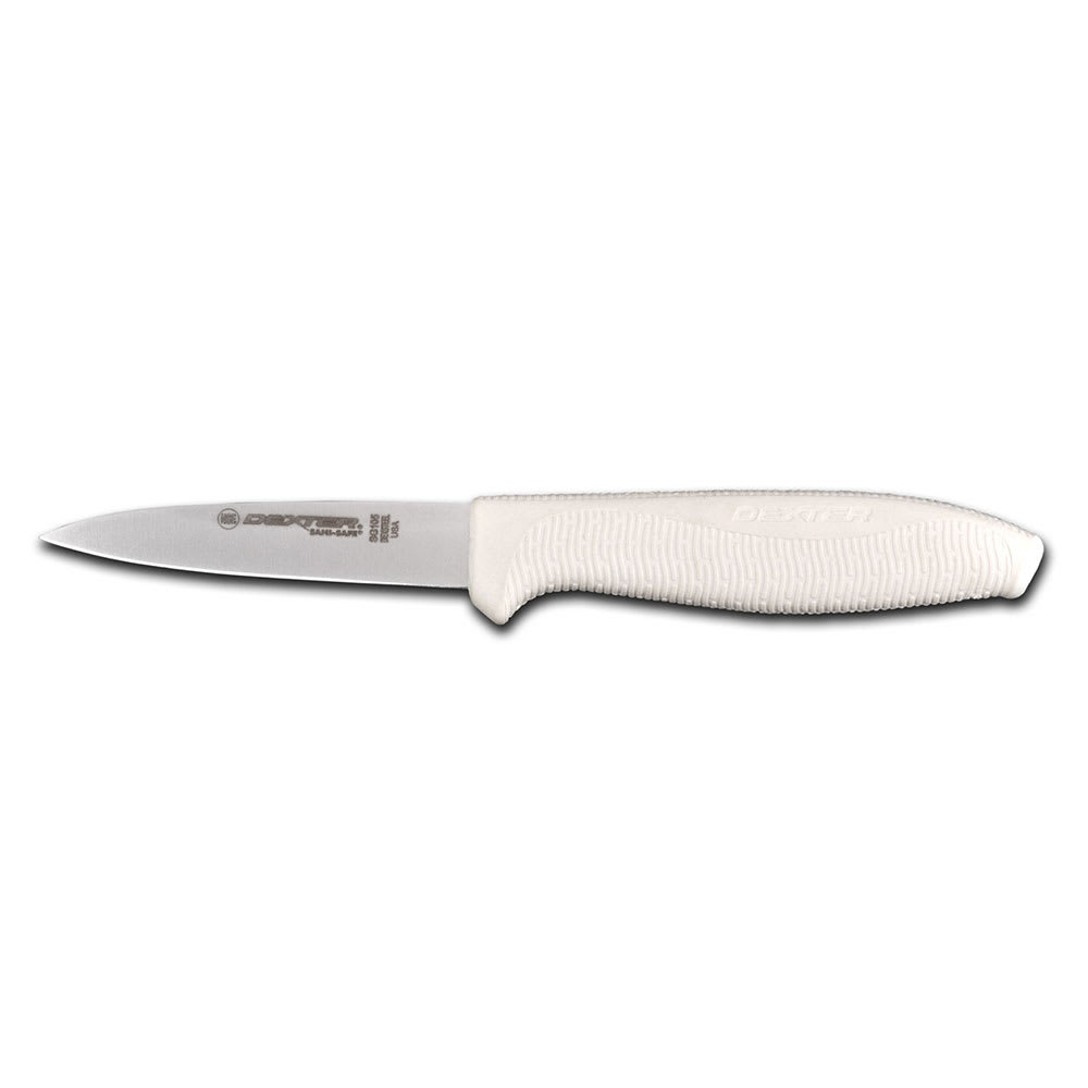 Dexter Russell SG105PCP 3 1/2" Paring Knife w/ Soft White Rubber Handle, Carbon Steel
