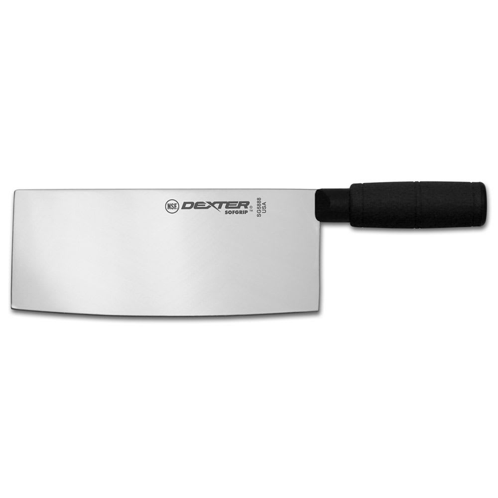 Dexter Russell SG5888B-PCP 8" Chinese Chef's/Cook's Knife w/ Black Rubber Handle, High Carbon Steel